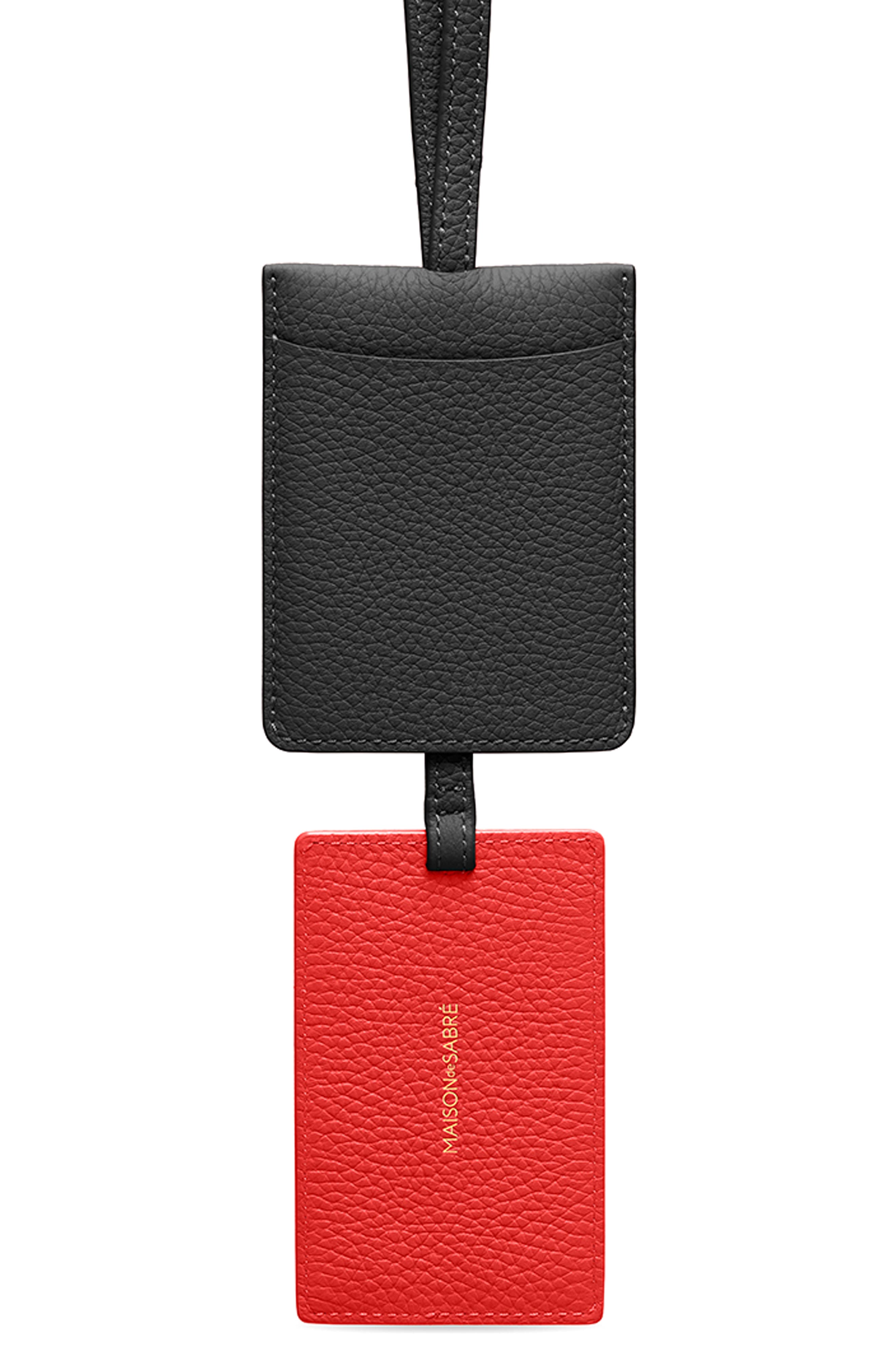MAISON de SABRÉ Leather ID Lanyard, Alternate, color, Rouge Noir