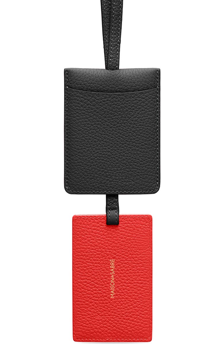 MAISON de SABRÉ Leather ID Lanyard, Alternate, color, Rouge Noir
