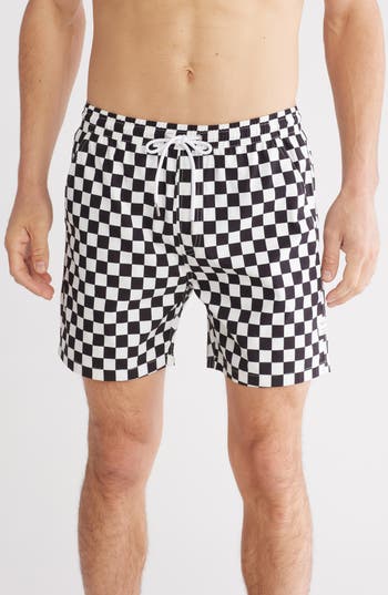 Public Art Checker Swim Shorts In Black