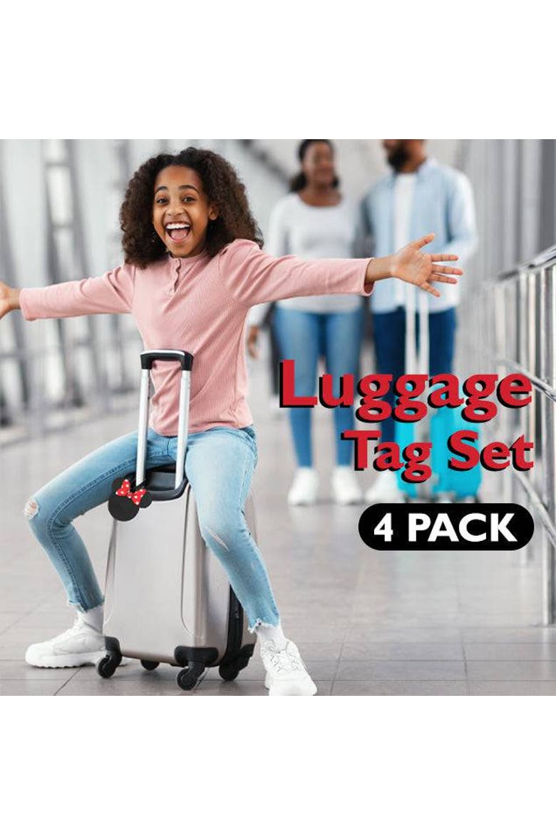 Cute Luggage Tags, Set of 4, Alternate, color, Black, red