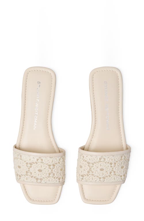 Stuart Weitzman Fia Cotton Flat Slide Sandals In Linen