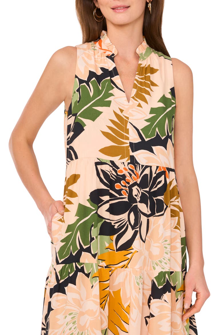 Floral Sleeveless Tiered Maxi Dress, Alternate, color, MULTI
