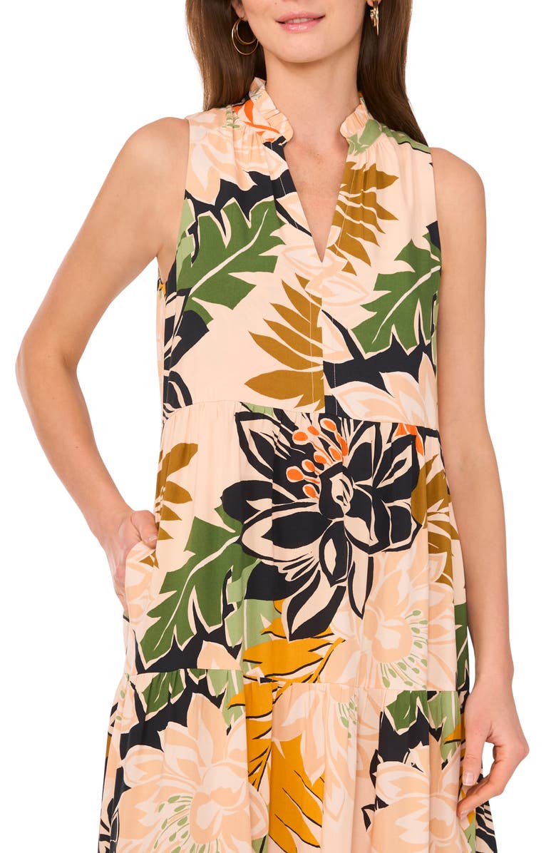 Vince Camuto Floral Sleeveless Tiered Maxi Dress, Alternate, color,