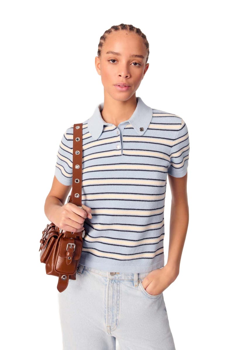 maje Striped knit polo short sleeve shirt, Main, color, 