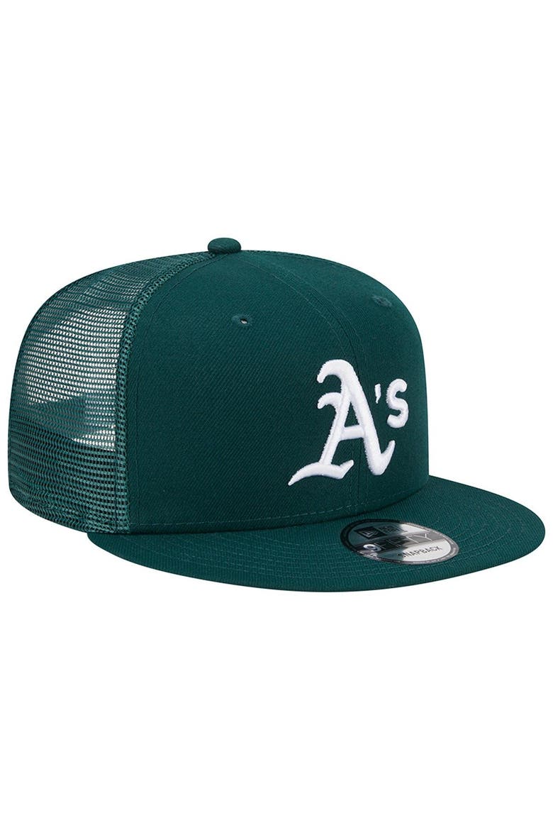Men's New Era Green Oakland Athletics Team Color Trucker 9FIFTY Snapback Hat, Alternate, color, Green