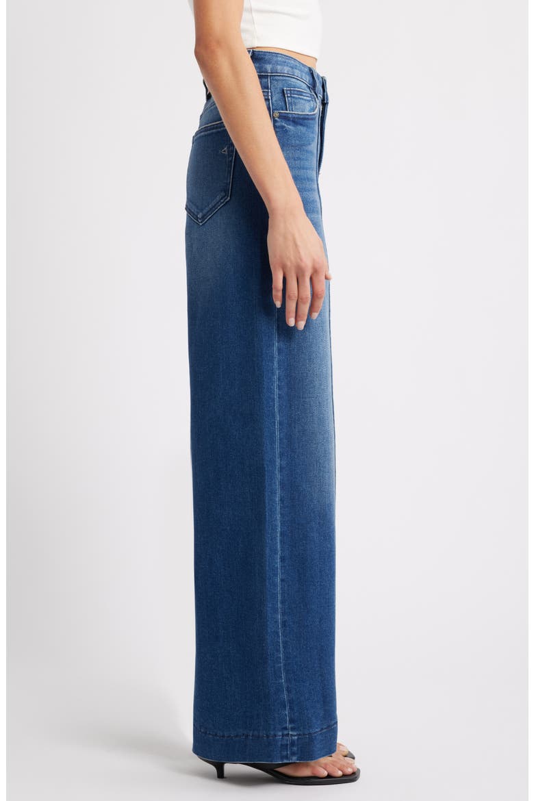 Pintuck High Waist Wide Leg Jeans, Alternate, color, DARK WASH