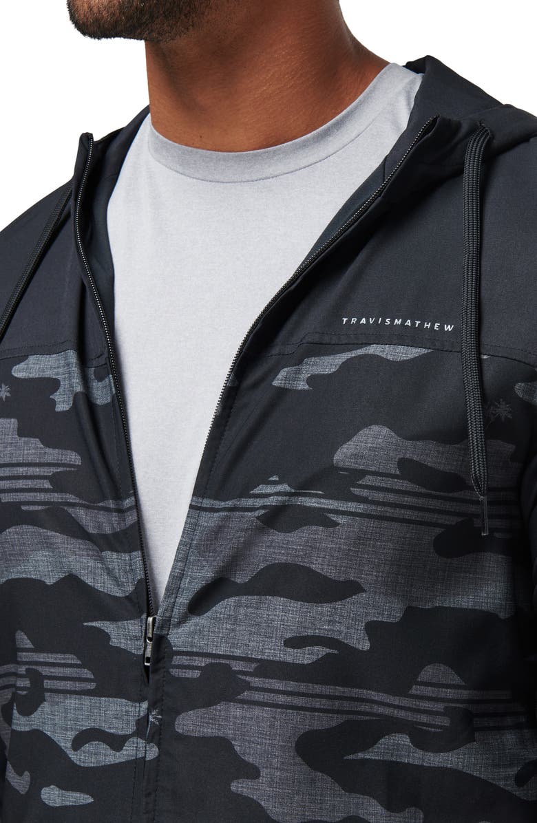 TravisMathew Camo Zip Hoodie, Alternate, color, Black