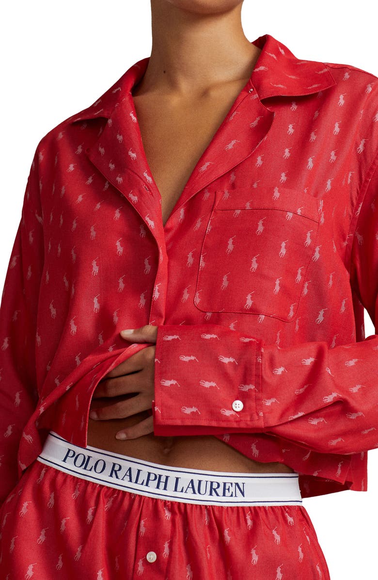Polo Ralph Lauren Crop Short Pajamas, Alternate, color, Haute Red