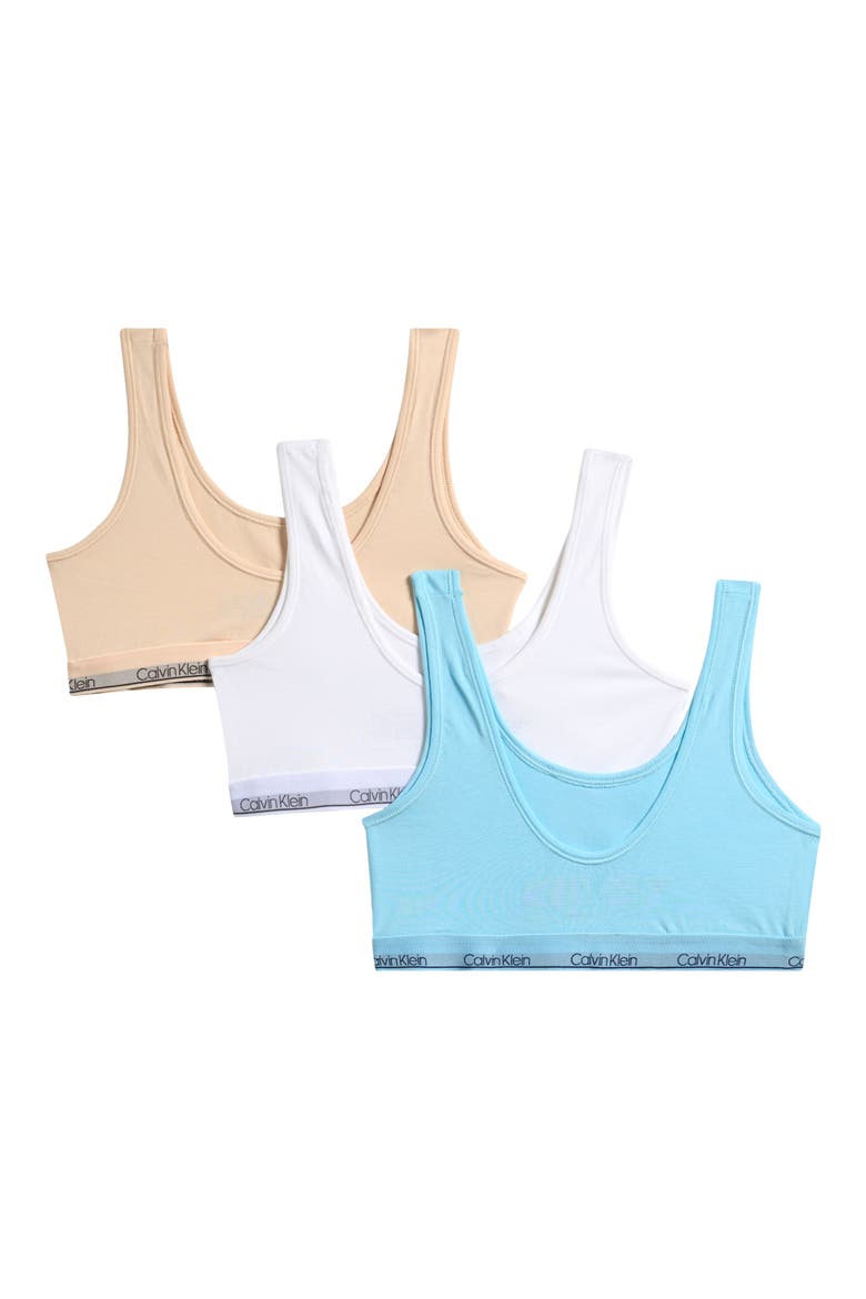 Kids' Assorted 3-Pack Bralettes, Alternate, color, BLUE/ WHITE/ SAND