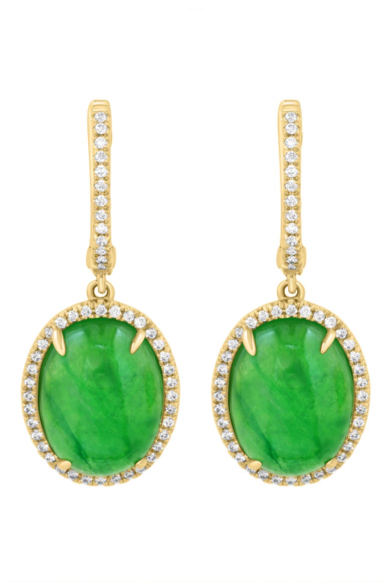 Gold Plated Sterling Silver Green Stone Drop Earrings, Alternate, color, GREEN
