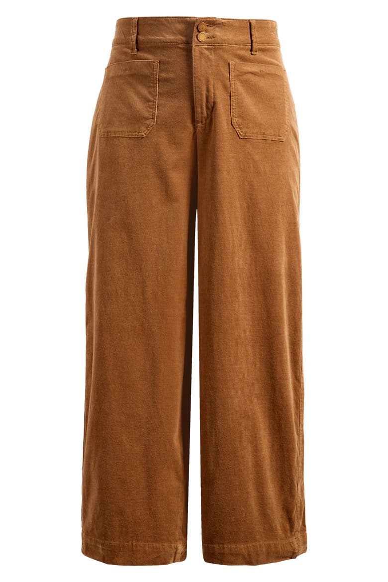 Emma Patch Pocket High Waist Wide Leg Corduroy Pants, Alternate, color, ROASTED PECAN