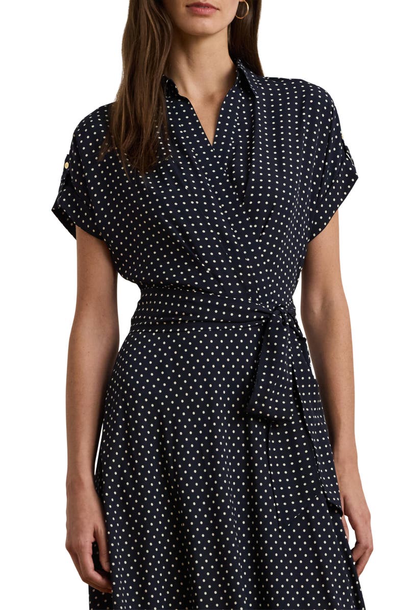 Lauren Ralph Lauren Polka Dot Crêpe de Chine Midi Dress, Alternate, color,