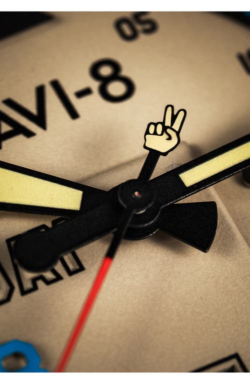 Avi-8 P-51 Mustang Patriot Automatic Ve-day 80th Anniversary Limited Edition Leather Strap Watch, 43 In Brown