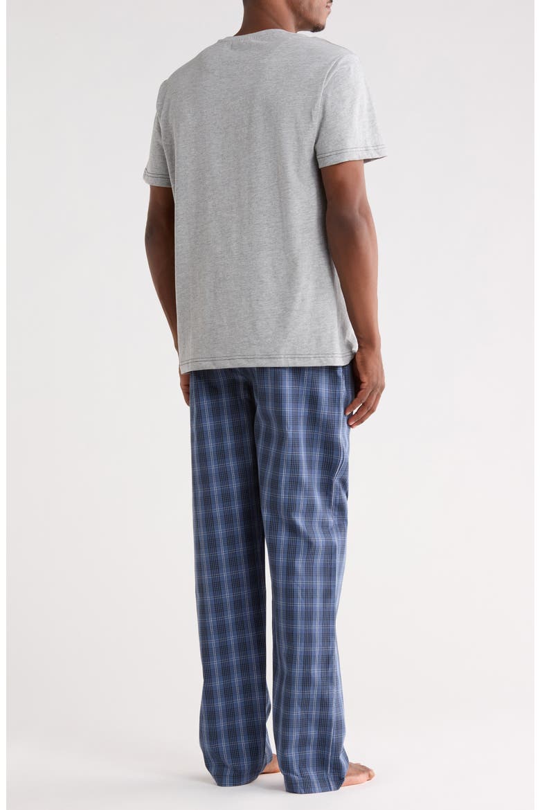 T-Shirt & Plaid Pajama Pants Set, Alternate, color, DUSTY BLUE PLAID
