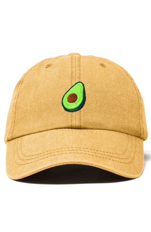 Dalix Avocado Embroidered Food Hat In Washed Gold