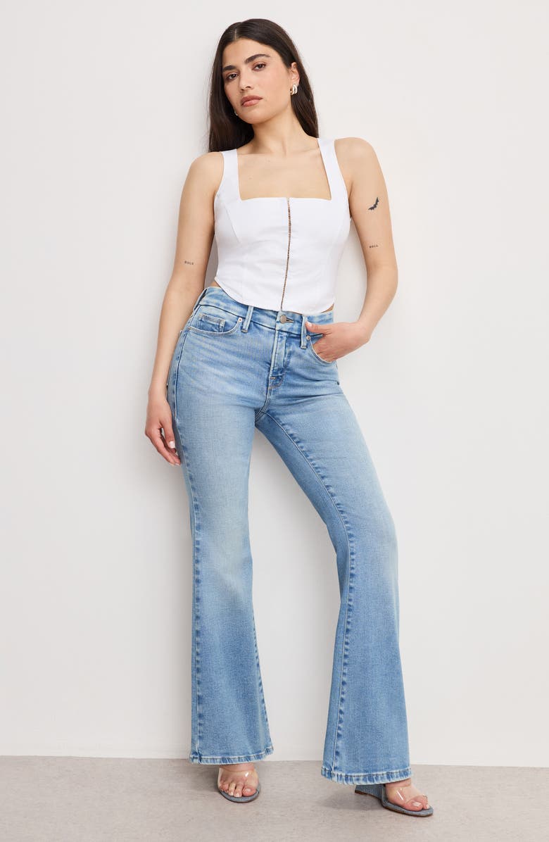 Good American Dolly Joleans Flare Jeans, Alternate, color, Indigo1019