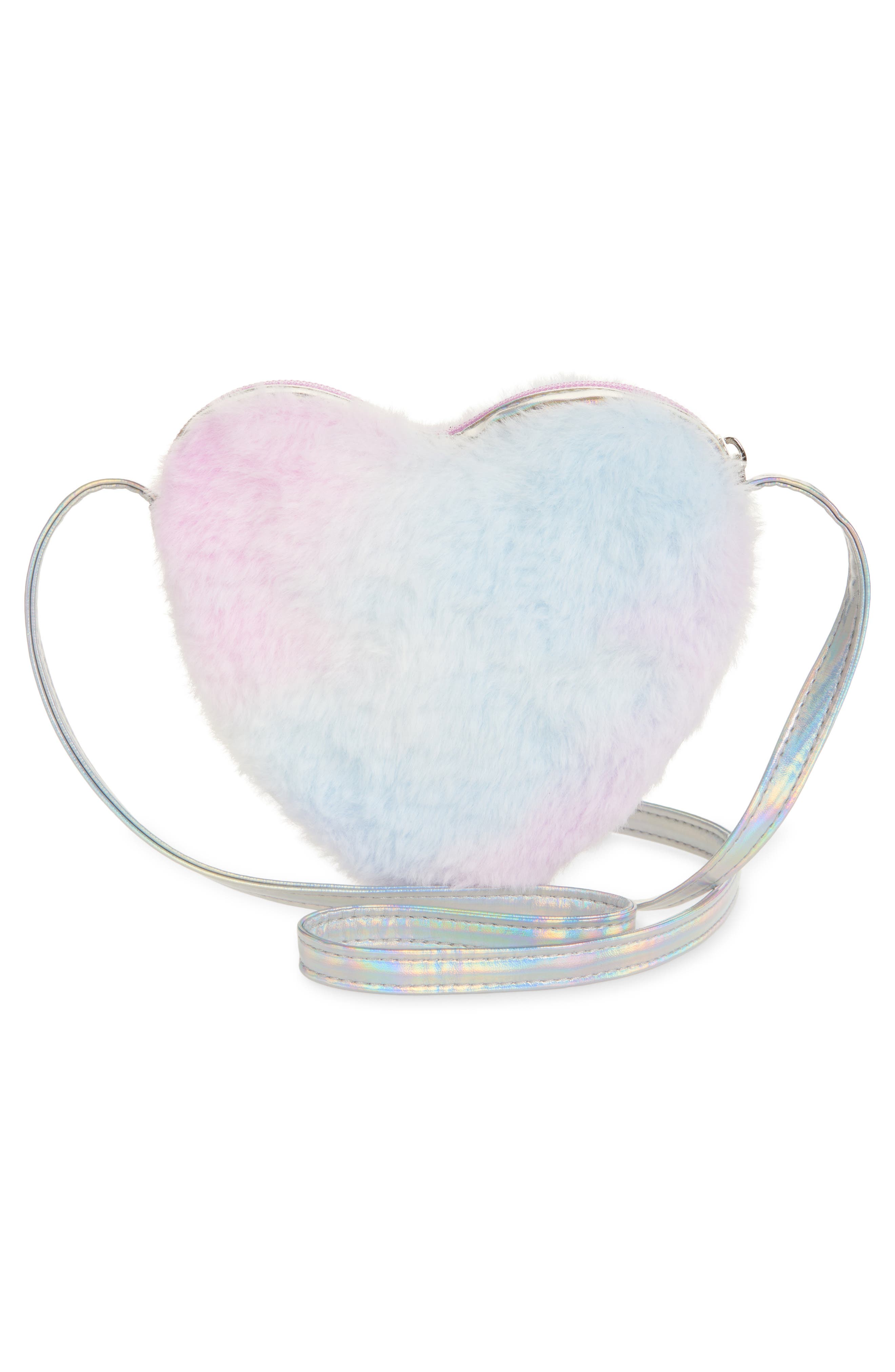Capelli New York Kids' Faux Fur Heart Crossbody Bag, Alternate, color, Cool Combo