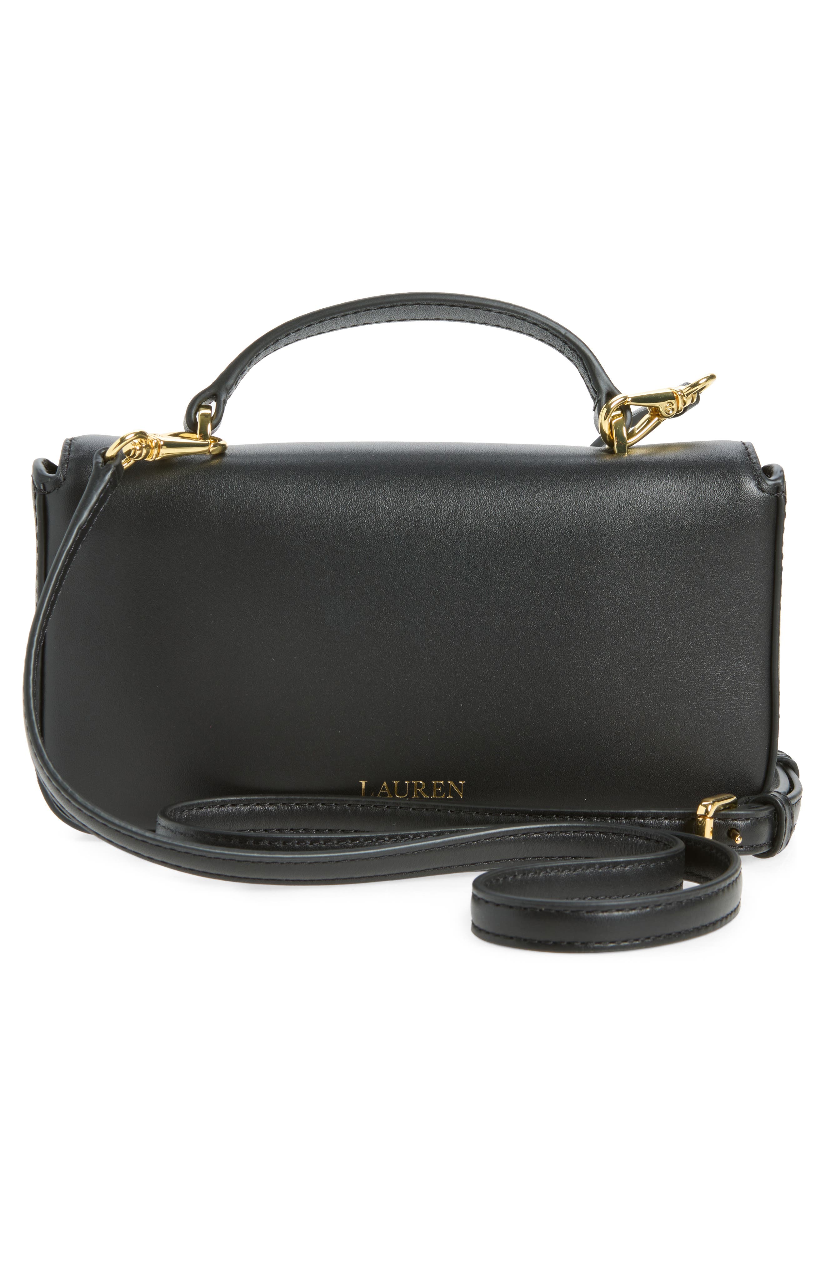 Marcy Leather Crossbody Bag, Alternate, color, BLACK