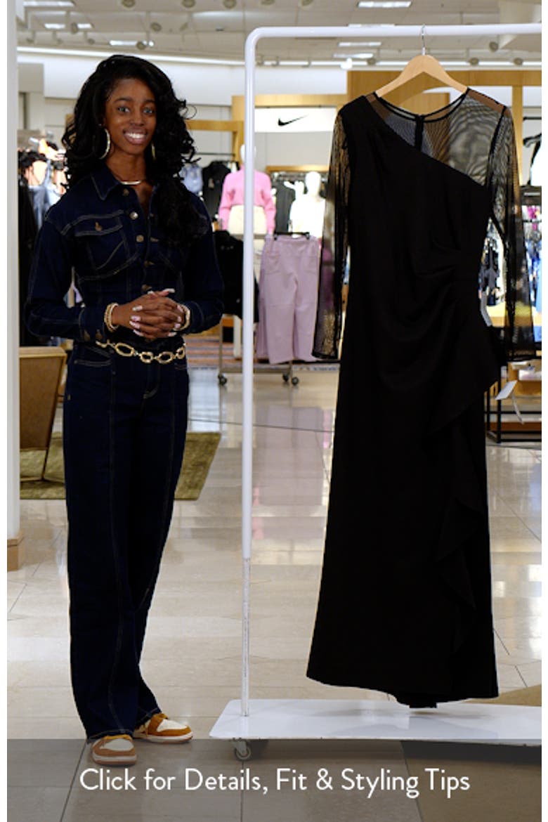 Mesh Long Sleeve Ruffled Scuba Gown video