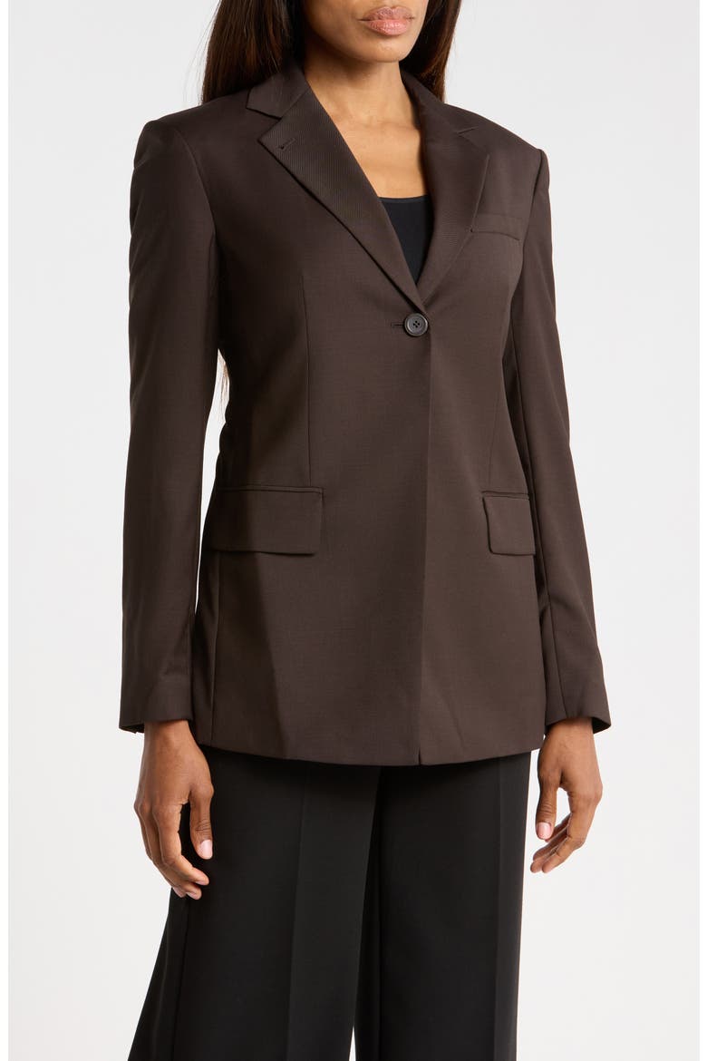 Cutaway One-Button Blazer, Main, color, DARK CHOCOLATE