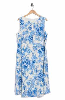 London Times Floral Keyhole A-Line Midi Dress