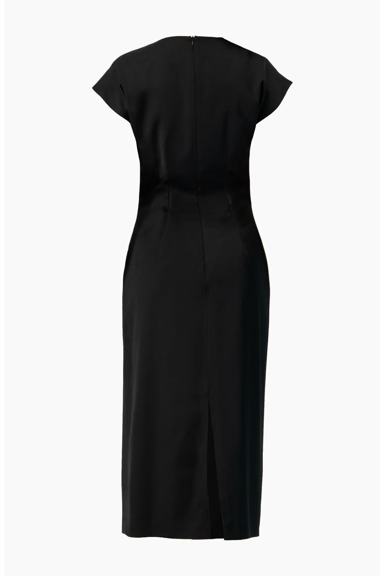 Off-Shoulder Straight Satin Dress with Side Knot, Alternate, color, Black