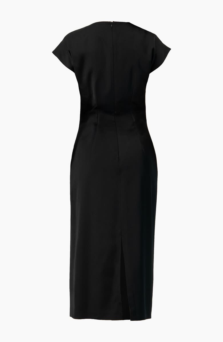 IVONNE Off-Shoulder Straight Satin Dress with Side Knot, Alternate, color, Black