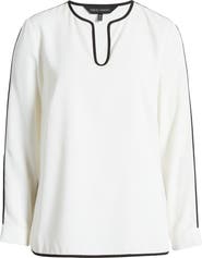 Ming Wang Split Sleeve Crêpe de Chine Blouse