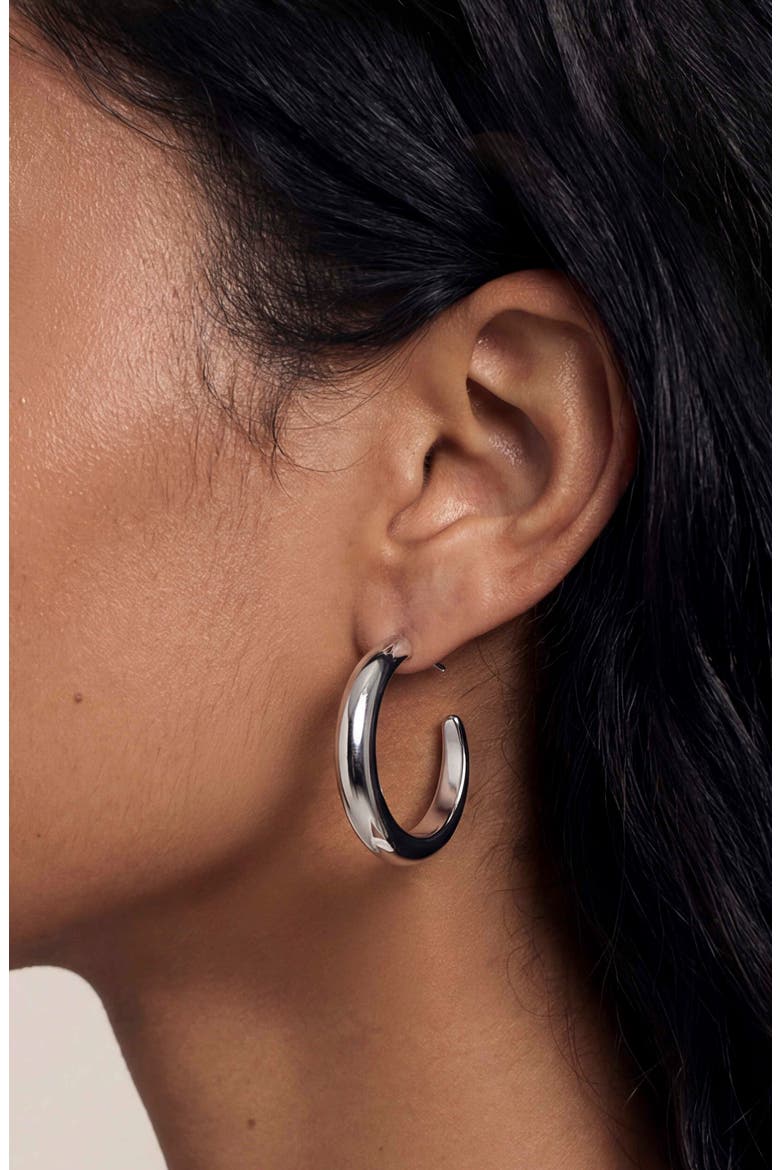 Set of 3 Hoop Earrings, Alternate, color, SILVER