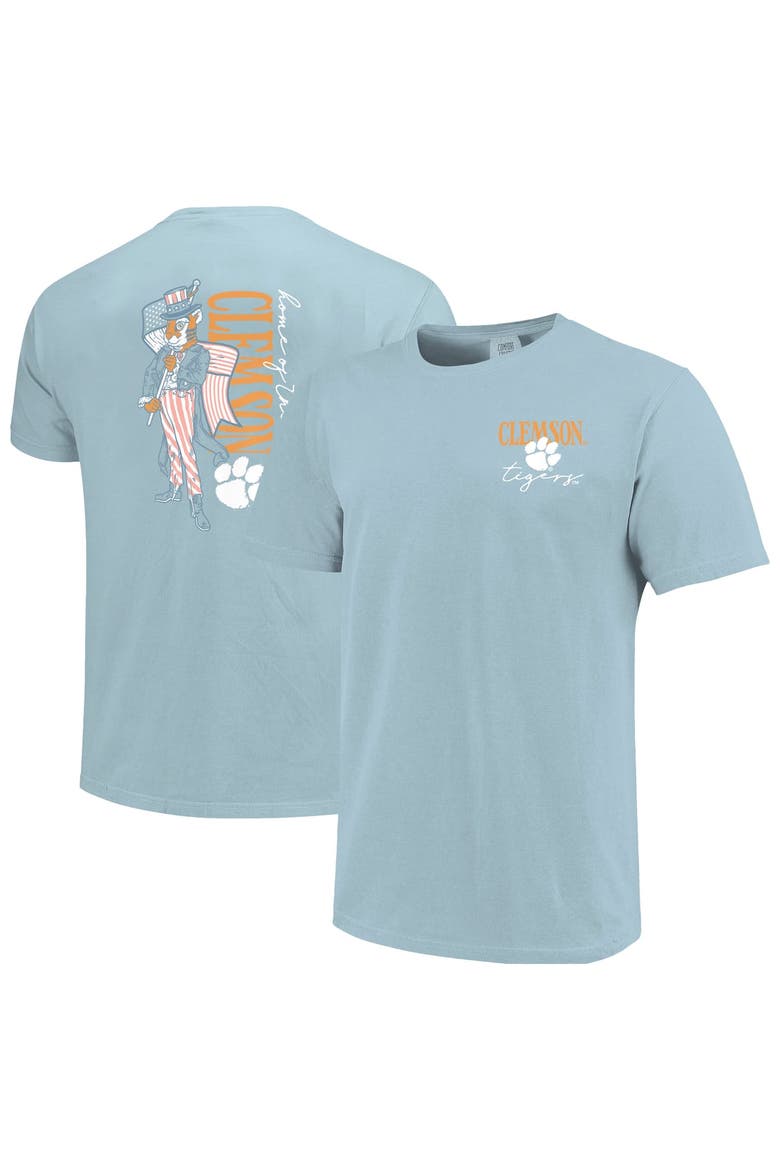 Women's Light Blue Clemson Tigers Americana Mascot Comfort Colors T-Shirt, Main, color, Light Blue