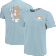 IMAGE ONE Women's Light Blue Clemson Tigers Americana Mascot Comfort Colors T-Shirt