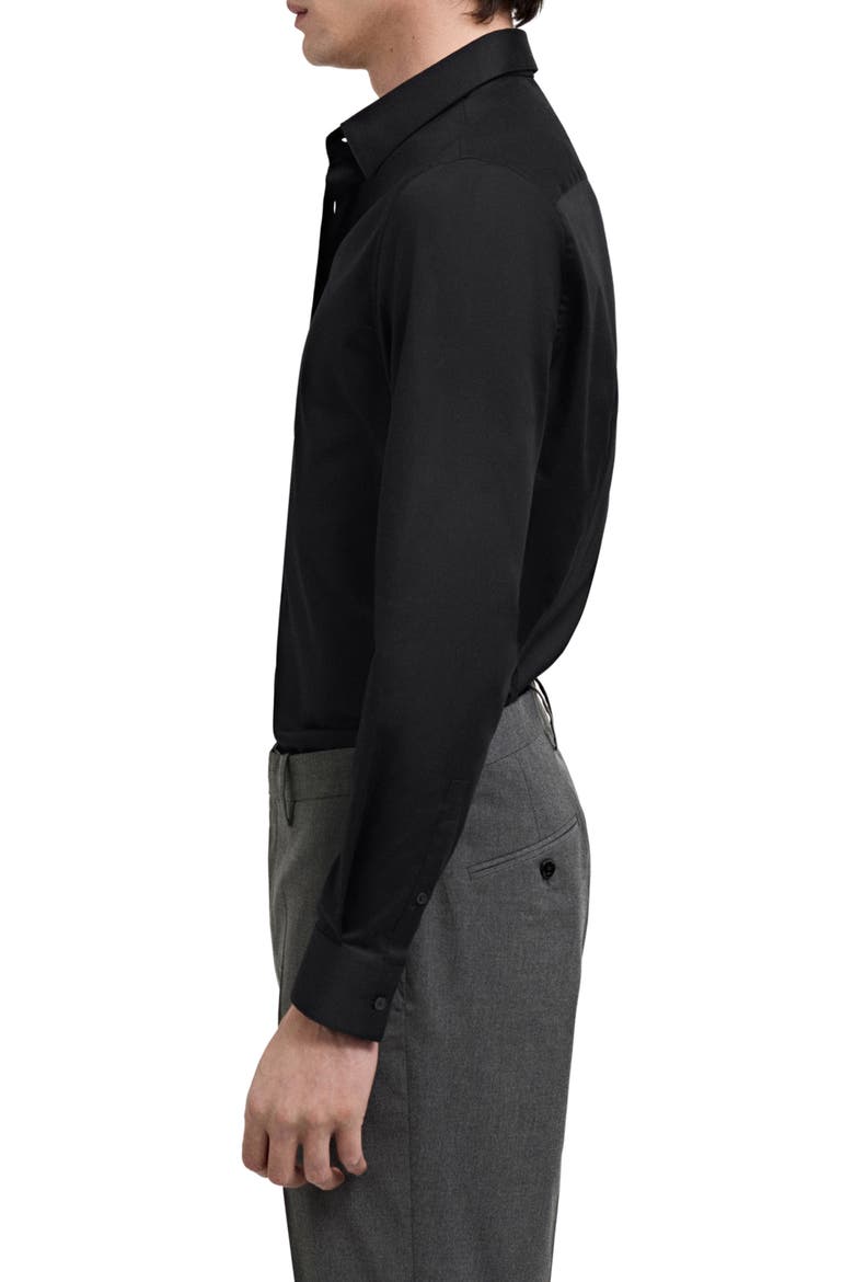 Slim Fit Stretch Poplin Button-Up Shirt, Alternate, color, BLACK
