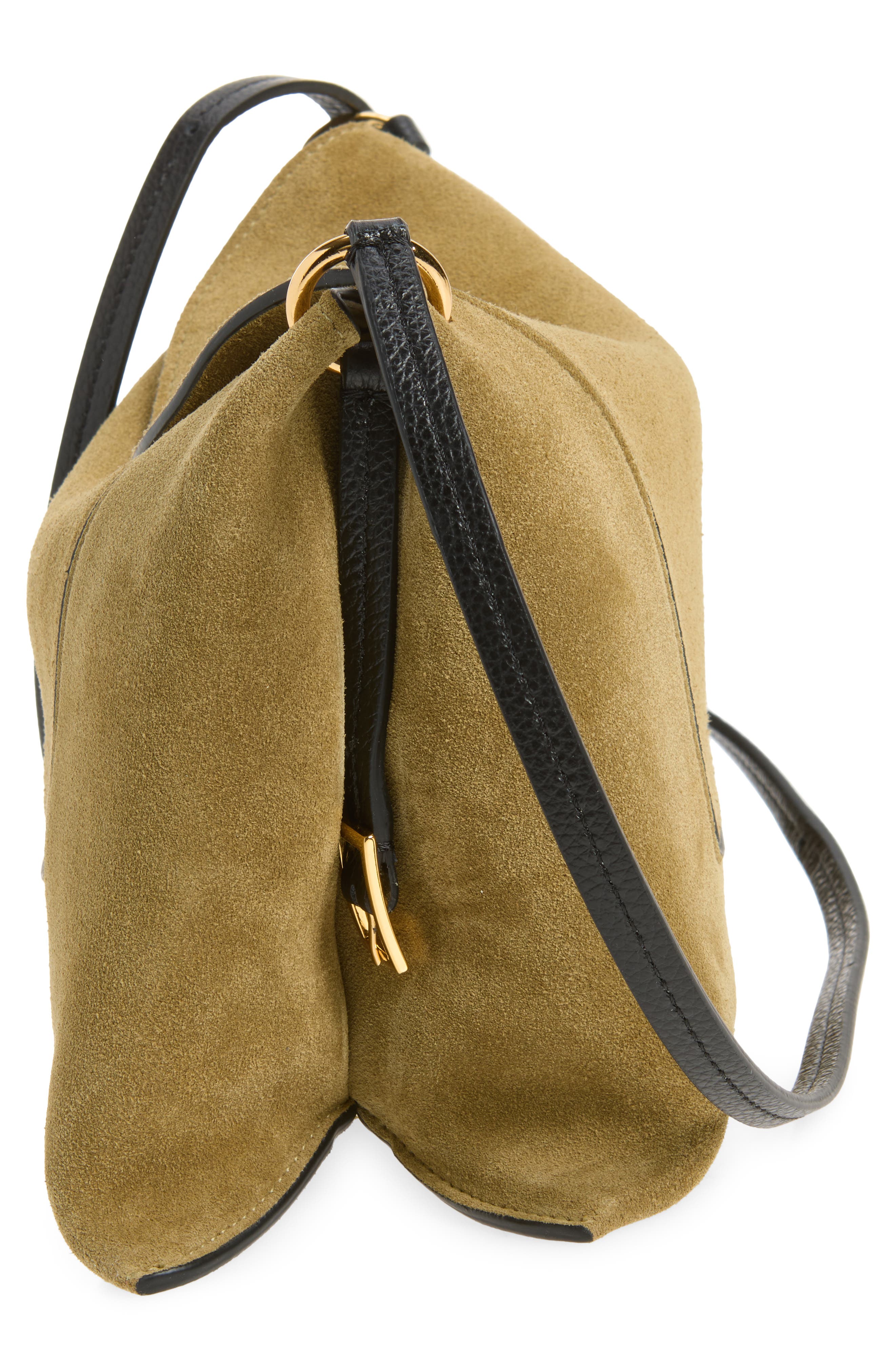 Wandler Penelope Slouch Suede Shoulder Bag, Alternate, color, Khaki Suede/ Black