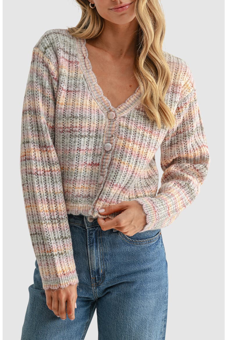 Space Dye V-Neck Cardigan, Main, color, LIGHT PINK MULTI