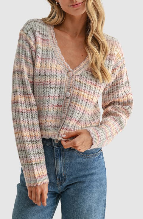 Space Dye V-Neck Cardigan