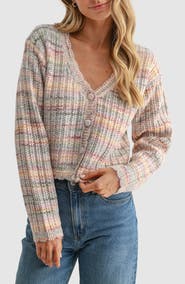All in Favor Space Dye V-Neck Cardigan