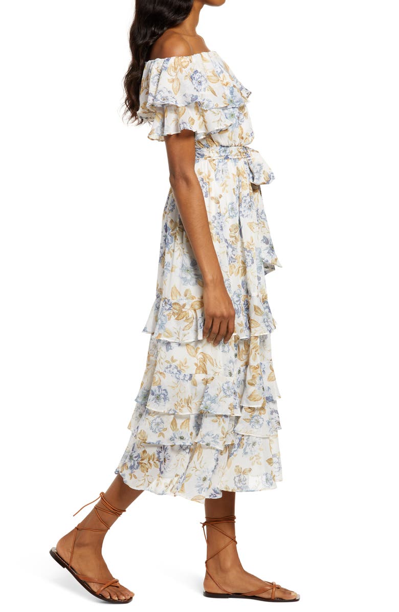 Ever New Eugena Floral Ruffle Off the Shoulder Maxi Dress, Alternate, color, 