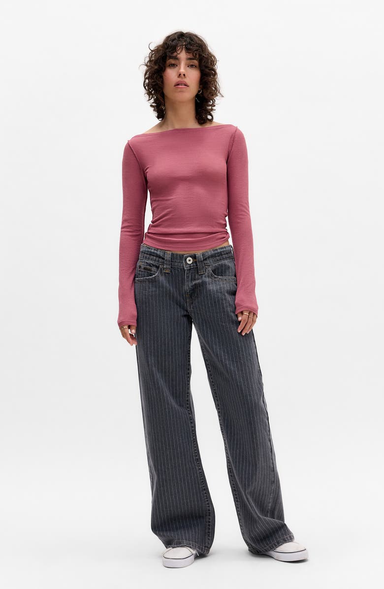 BDG Urban Outfitters Kayla Stripe Wide Leg Jeans, Alternate, color, Black