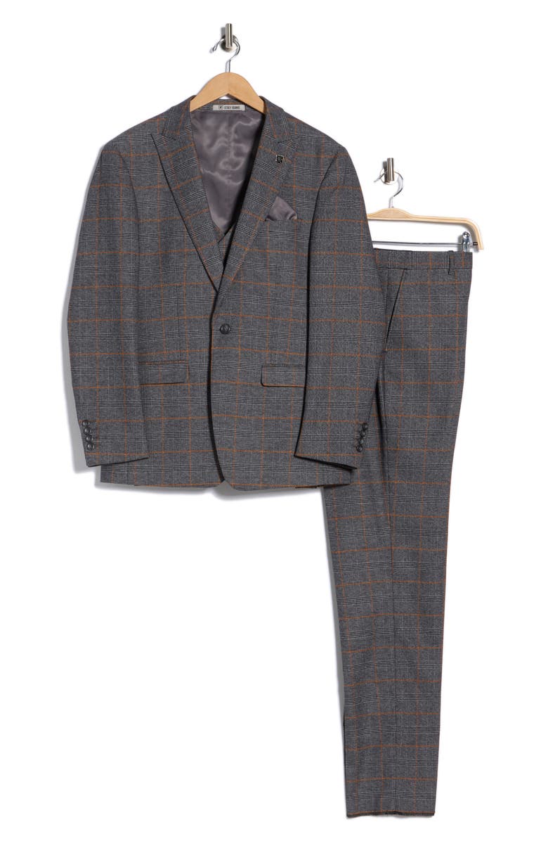 ZEGARIE Slim Fit 3-Piece Check Suit, Alternate, color, Grey