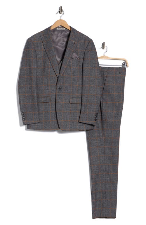 Zegarie Slim Fit 3-piece Check Suit In Gray