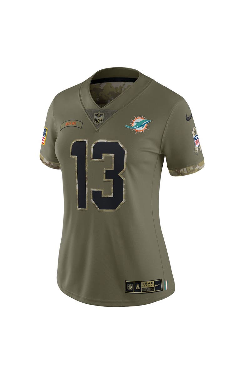 Nike Women's Nike Dan Marino Olive Miami Dolphins 2022 Salute To Service Retired Player Limited Jersey, Alternate, color,