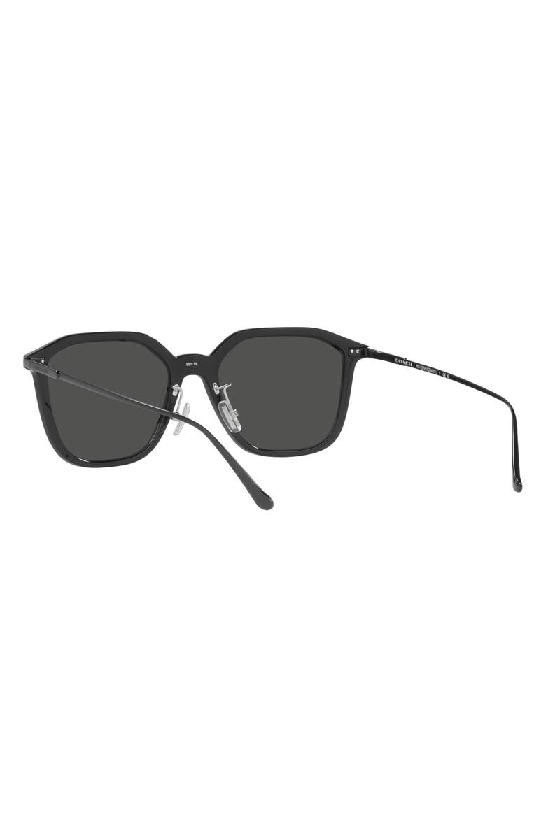 COACH 55mm Geometric Sunglasses, Alternate, color, Black