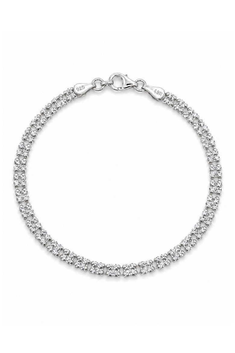 Two-Row Crystal Bracelet, Main, color, RHODIUM PLATED