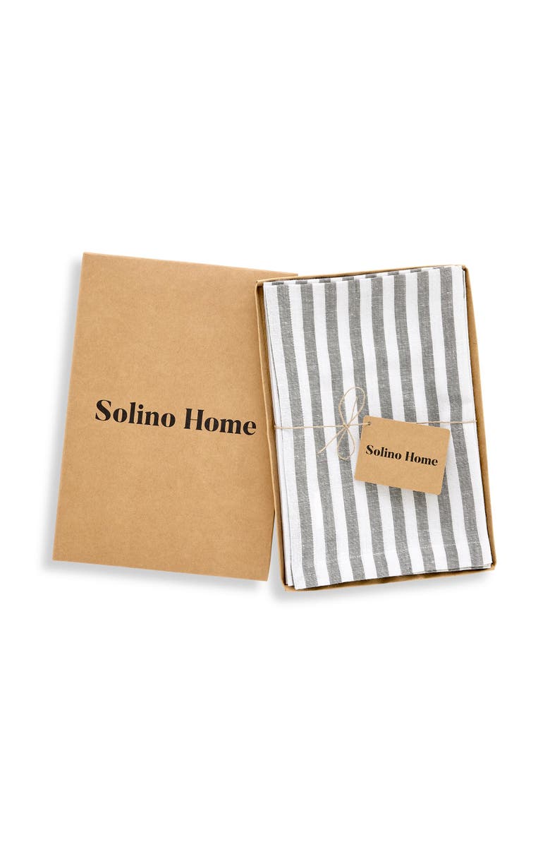 Solino Home Linen Dinner Napkins - Amalfi Stripe, 20" x 20" Inch, Alternate, color, Grey And White
