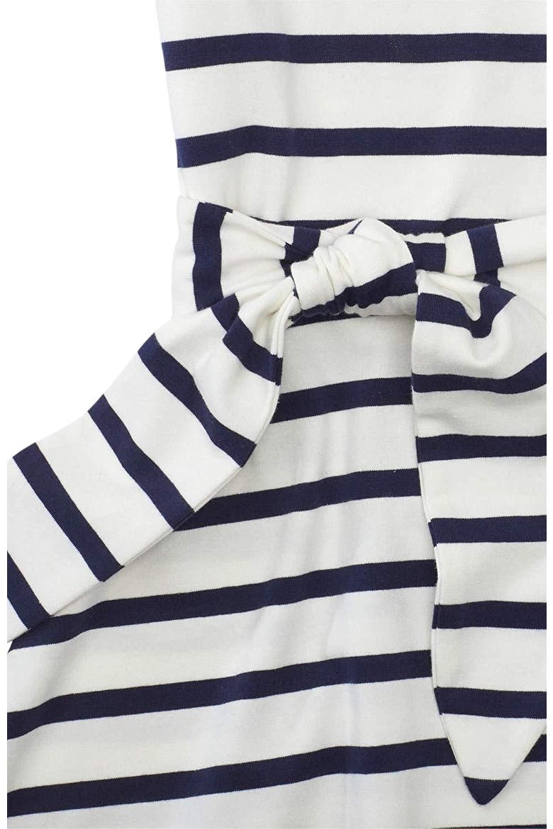 Women's Organic Tie-Waist Knit Dress, Alternate, color, White with Navy Stripe