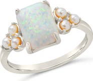 Sterling Forever Lana Faux Pearl & Opal Ring