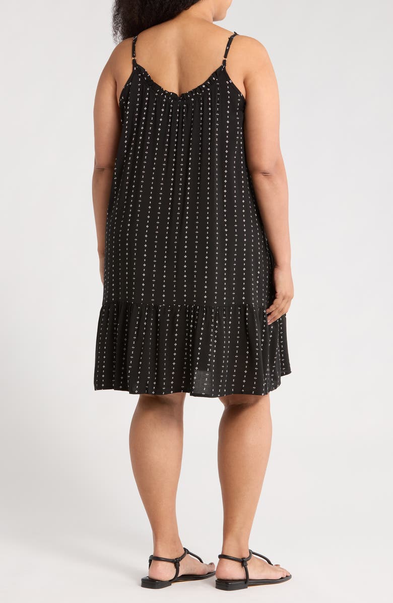 Bobeau Ruffle Slipdress, Alternate, color, Pirate Black/ Ivory