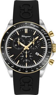 FERRAGAMO Chronograph Silicone Strap Watch, 43mm