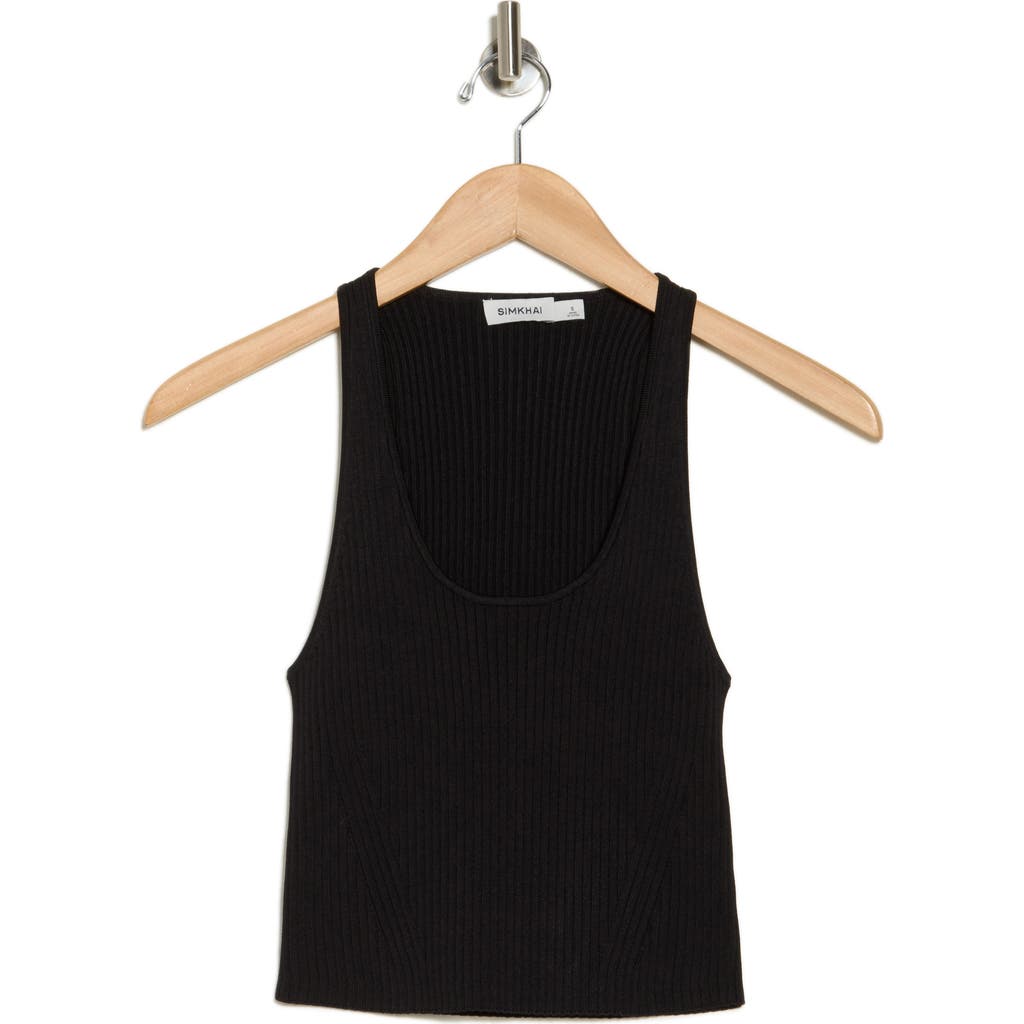 Simkhai Cecilia Rib Knit Crop Tank In Black