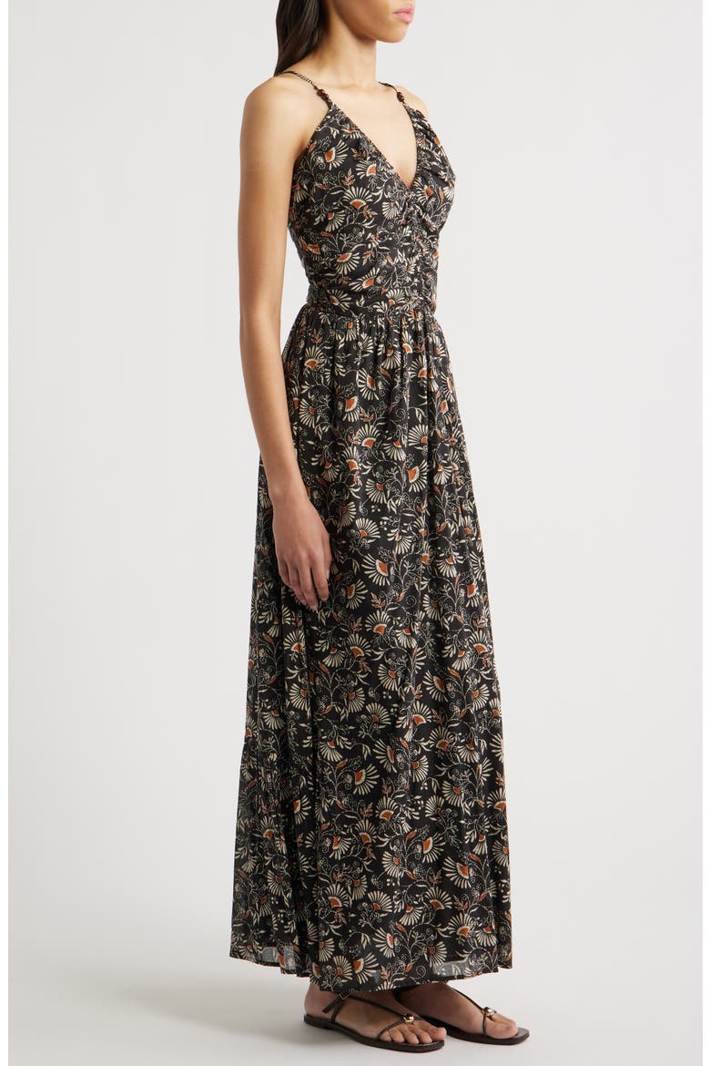 Palm Floral Print A-Line Dress, Alternate, color, CASSIA